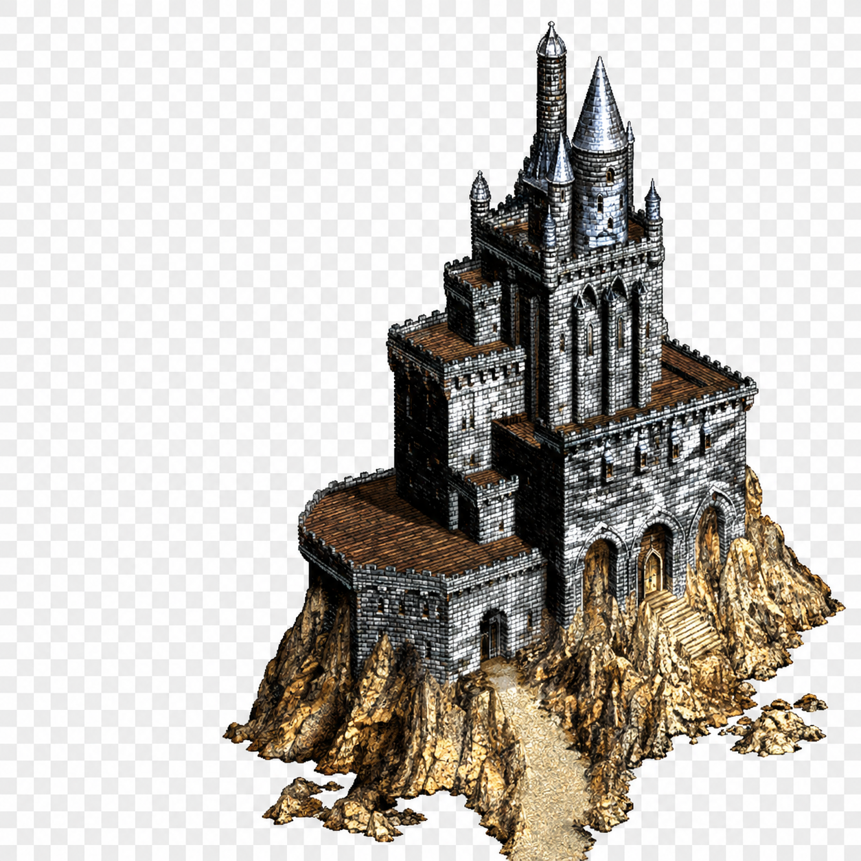 HD castle draft with a painted checkerboard background