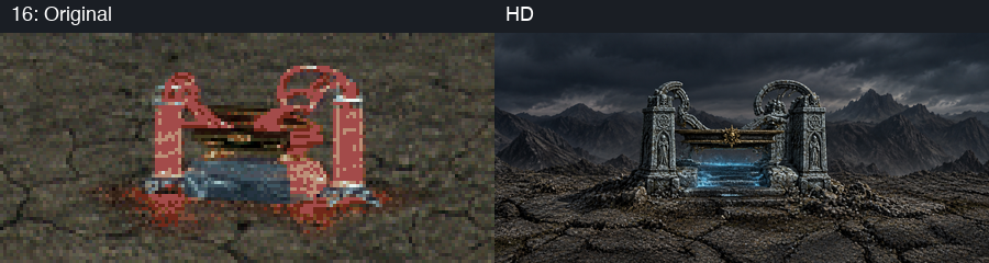 Building slot 16, original and HD