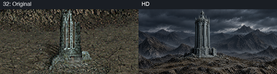 Building slot 32, original and HD