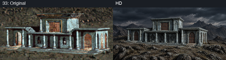 Building slot 33, original and HD