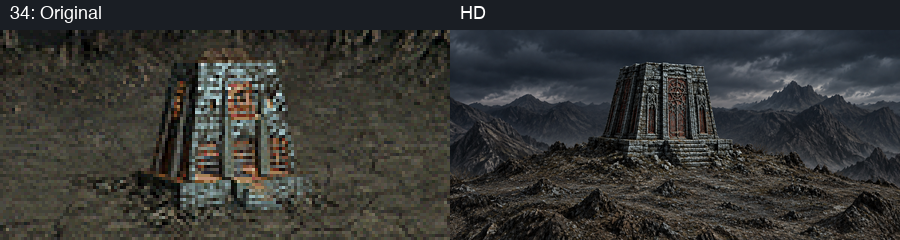Building slot 34, original and HD