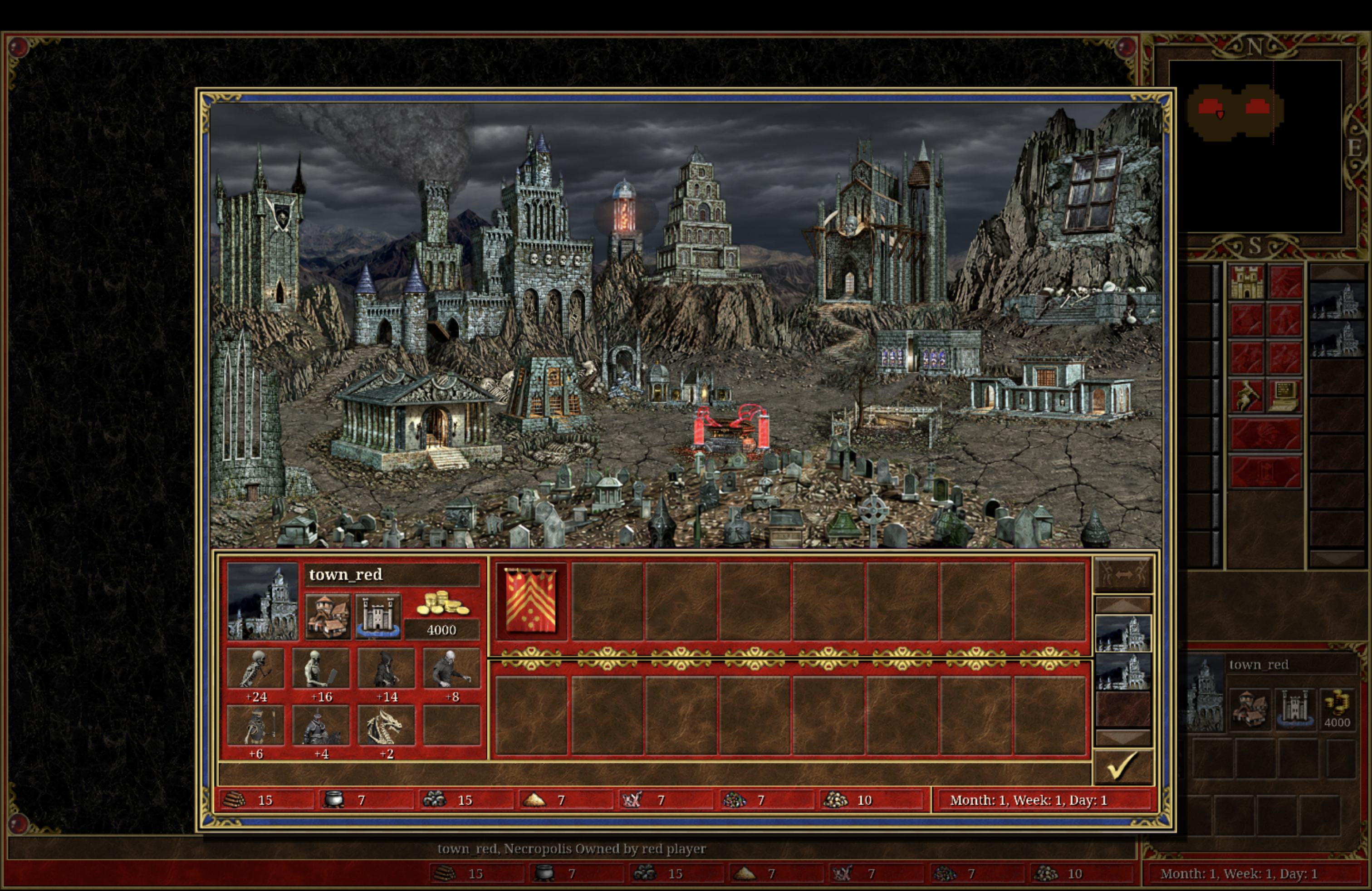 Actual client town screen with the replacement small icons