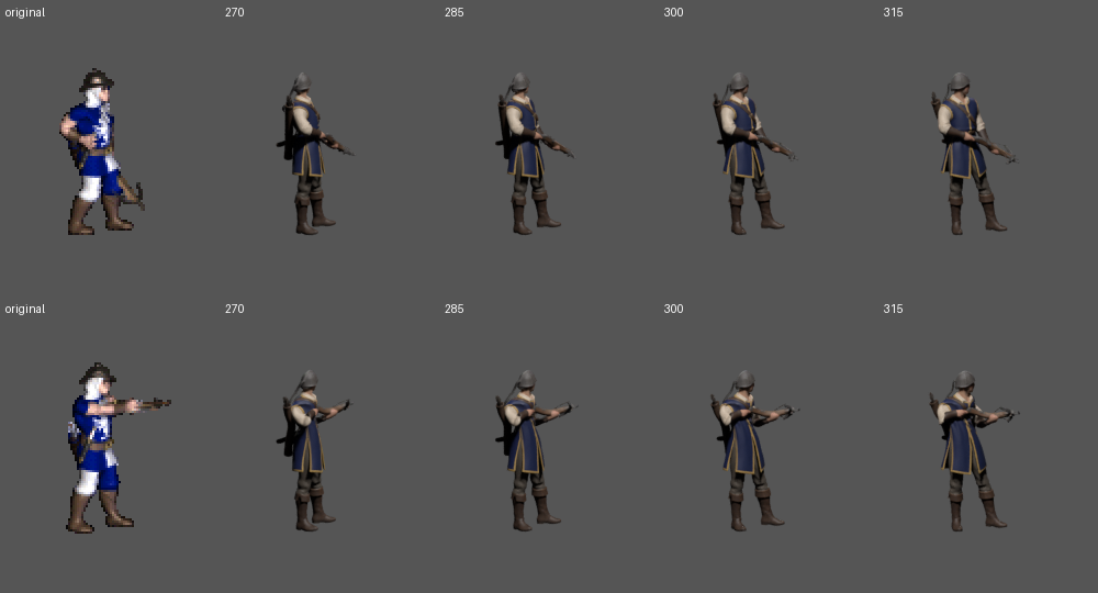 Original Archer and the rejected old body at several camera angles