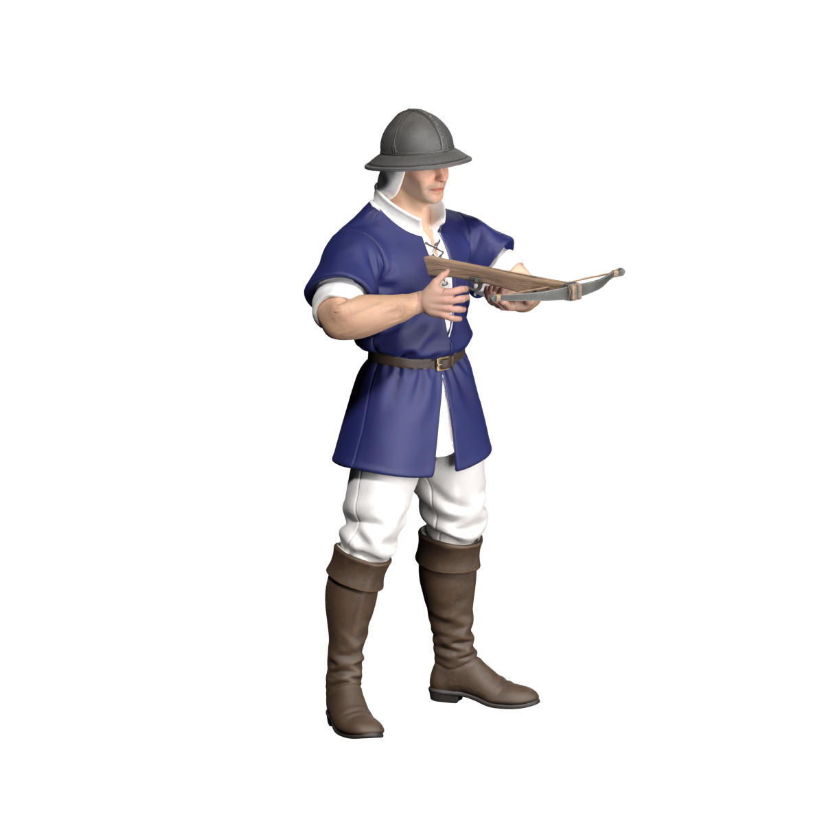 Earlier 1200-pixel Blender still of the fitted aim trial; no animation or game installation is implied