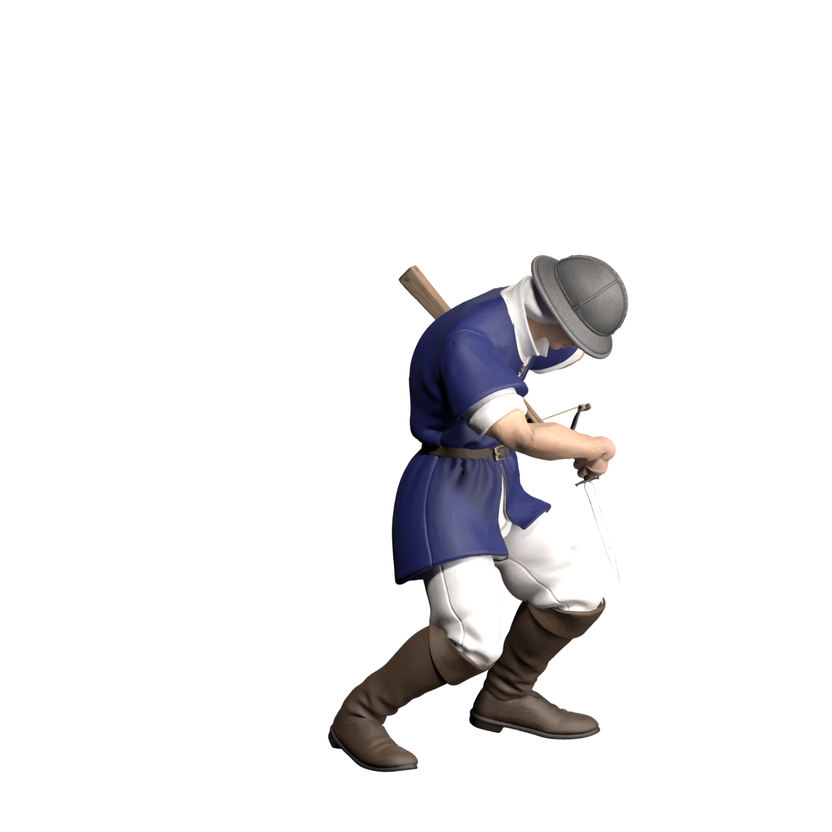Downward thrust with the blade ahead of the legs