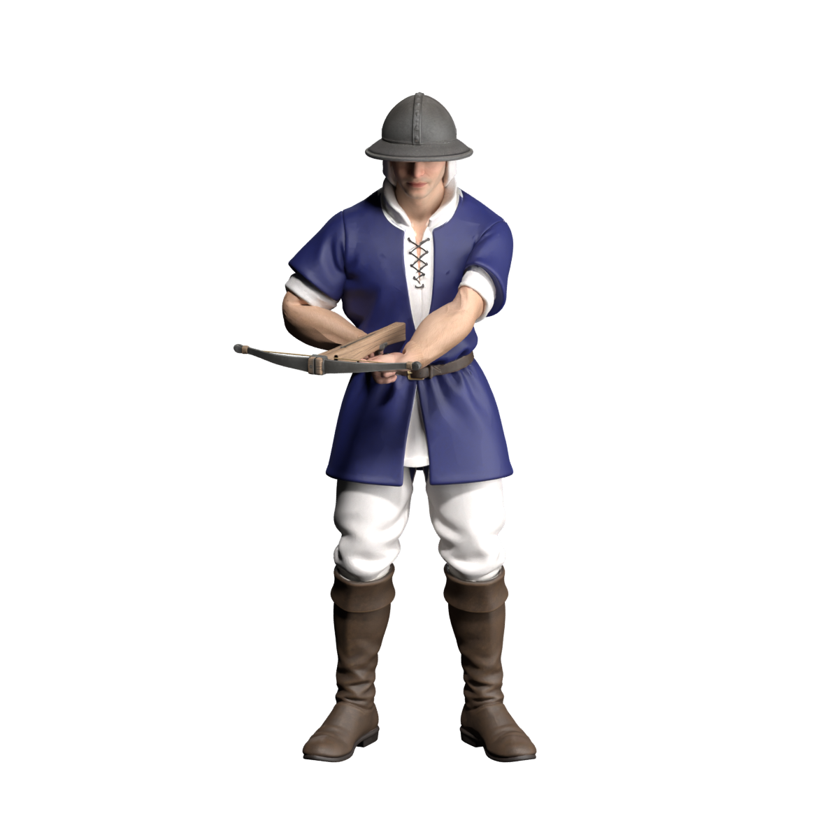 Front-facing turn pose rendered in Blender