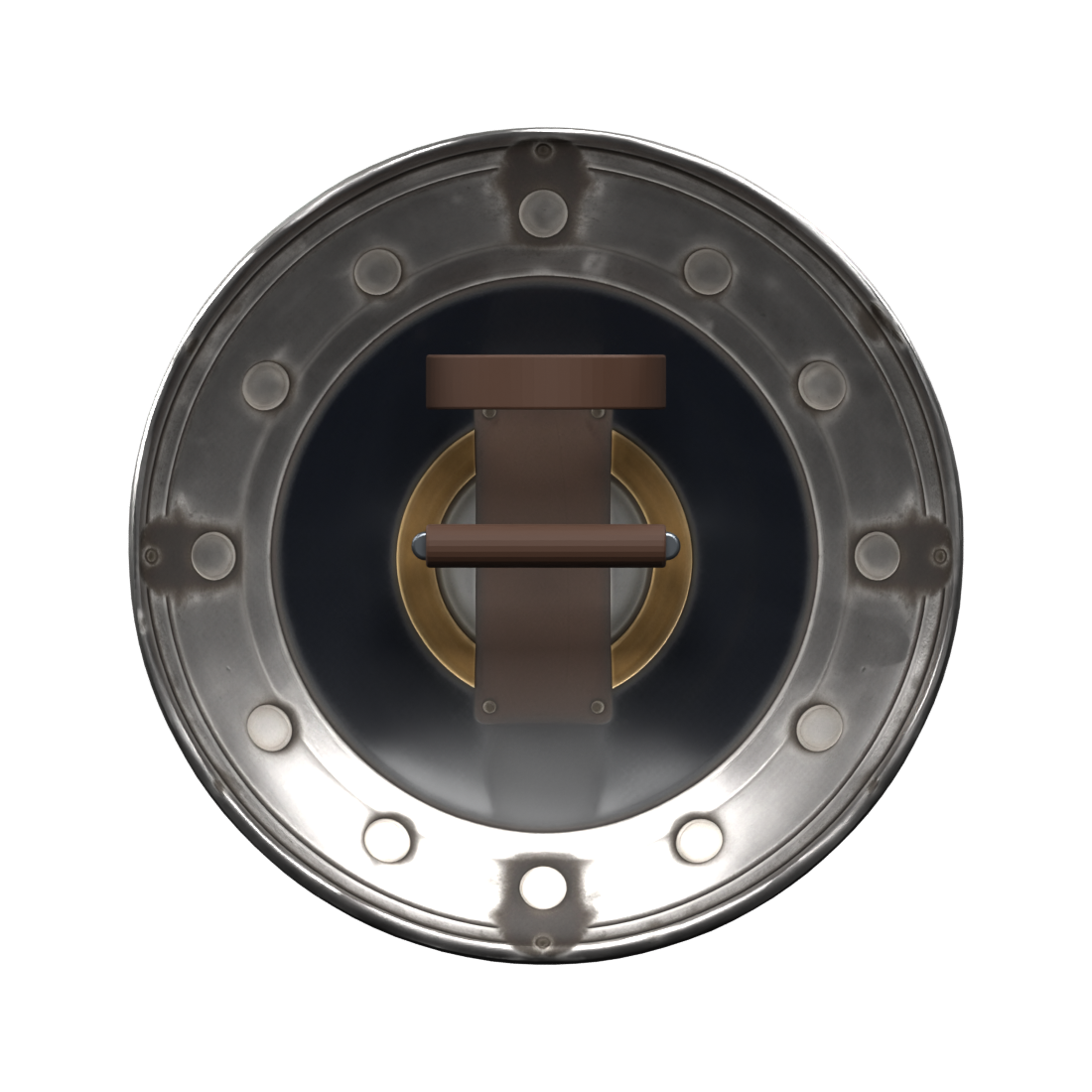 Shield rear with added grip and retaining strap, actual Blender render