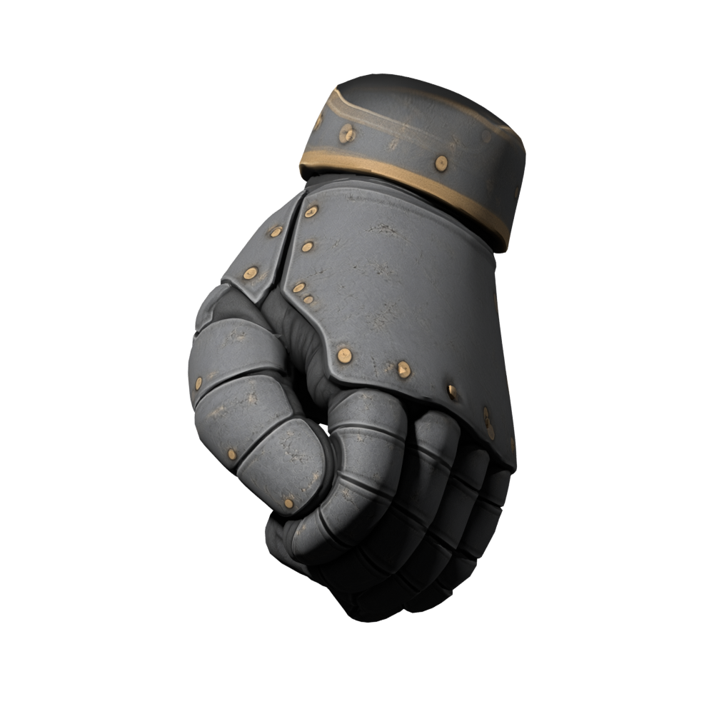 Actual Blender render of the new gauntlet, inspected at a provisional height of 17 cm; not concept art