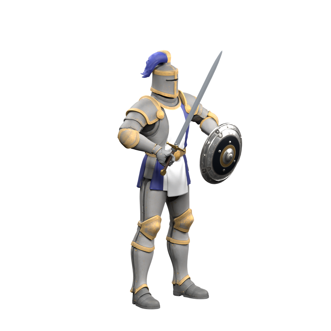 Crusader sword and shield assembly draft, actual Blender still; the old game model has not been replaced