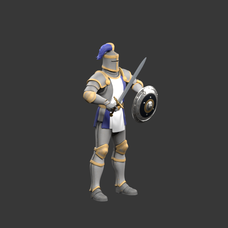 Seven-frame front-attack draft rendered from a Blender 3D action; looped for inspection, not installed in the game