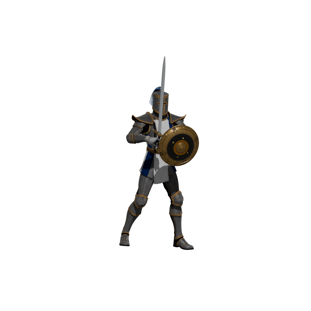 Turn pose after adjusting both arms, a 1000 × 1000 Blender still; rendered before test installation