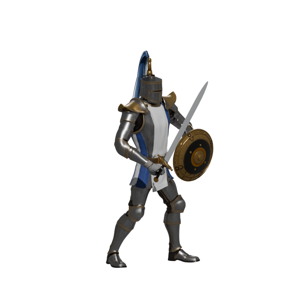 Holding pose with the revised proportions, a 1000 × 1000 Blender still; not installed