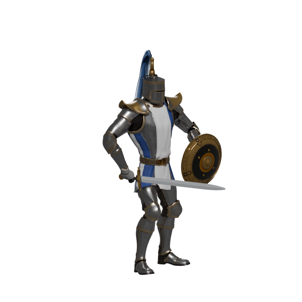 Walking mid-pose from the same model, a 1000 × 1000 Blender still; complete playback review remains open