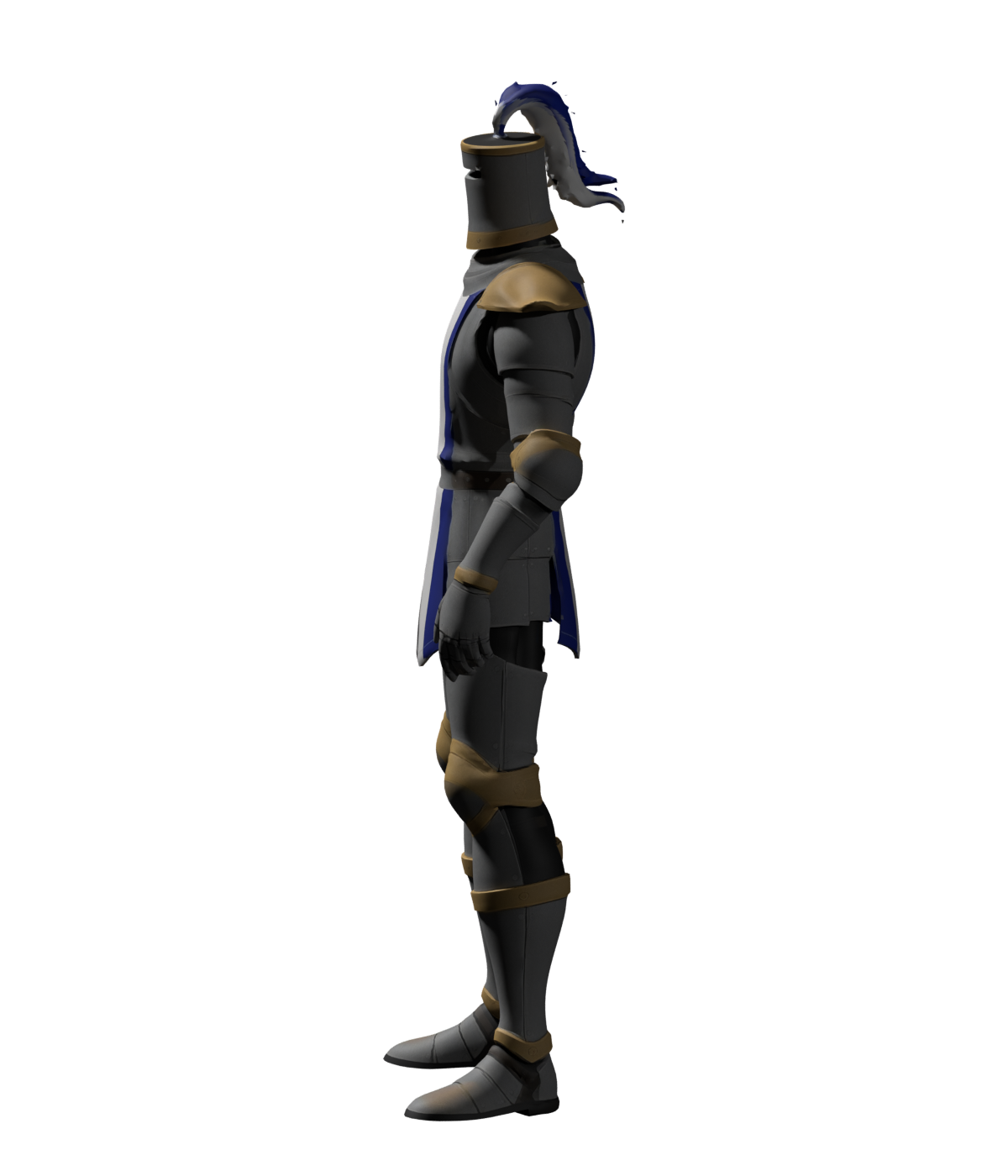 Side view of the same mesh, an actual Blender still showing the thick plume geometry and shoulder profile