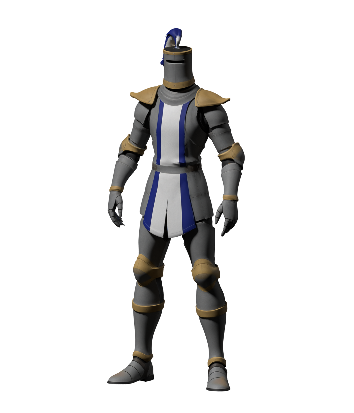 Three-quarter view of the new Meshy body, an actual Blender still; no sword/shield assembly or game installation