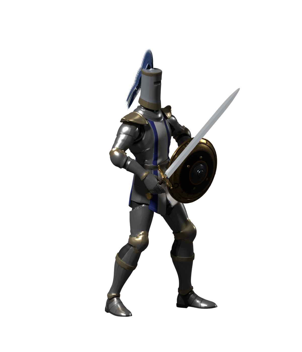 Static sword-and-shield study of the new body, a 1200 × 1400 Blender render; not installed