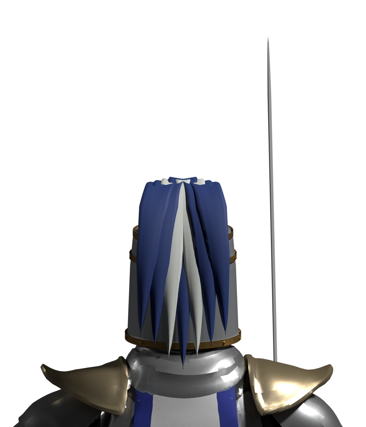 Current rear Blender close-up; feathers obscure much of the shell, and intersections and full motions remain unchecked