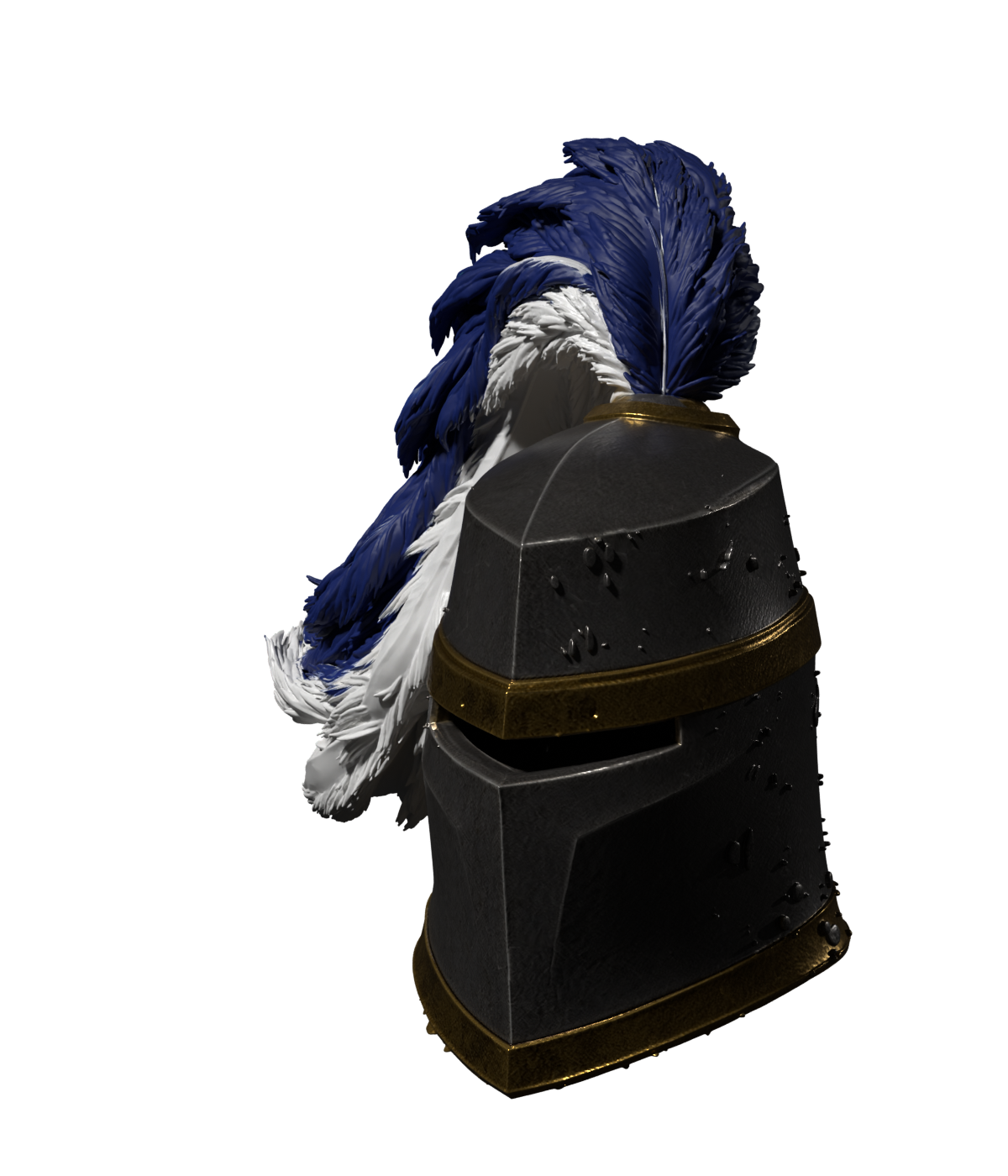 Actual Blender render of the raw Meshy component, showing dark metal and raised surface artifacts