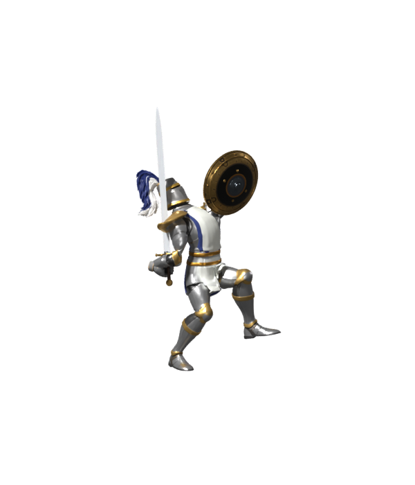 Previous opening pose, before moving the hand clear of the shoulder armour