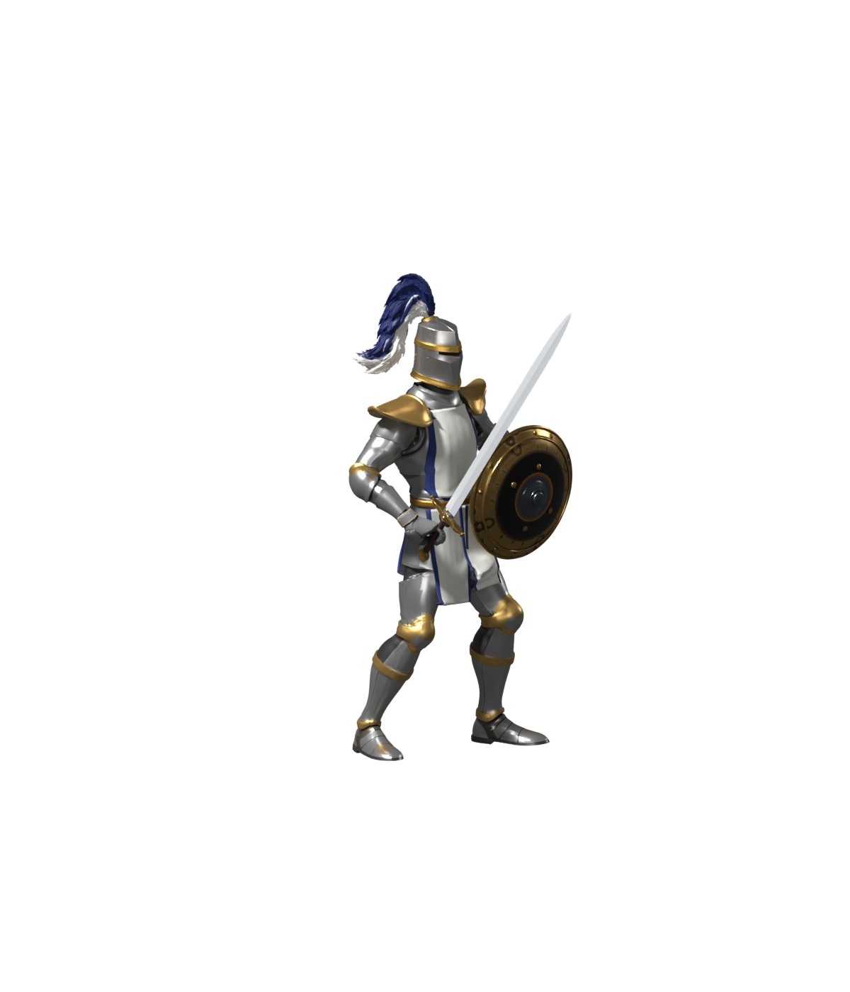 Crusader idle with the broader tabard, an actual Blender still; not installed