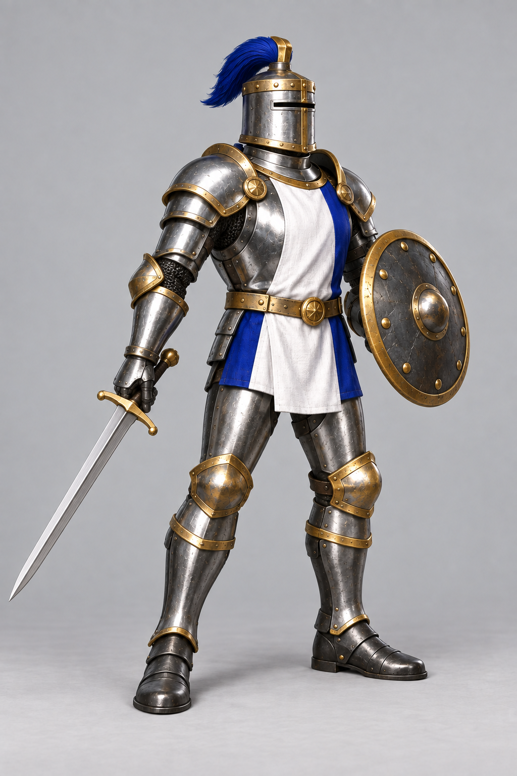 Revised Crusader concept for Meshy; not a finished Blender model or game capture
