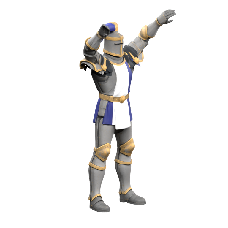 Rejected separate-shoulder trial: floating edges with both arms raised, actual Blender render