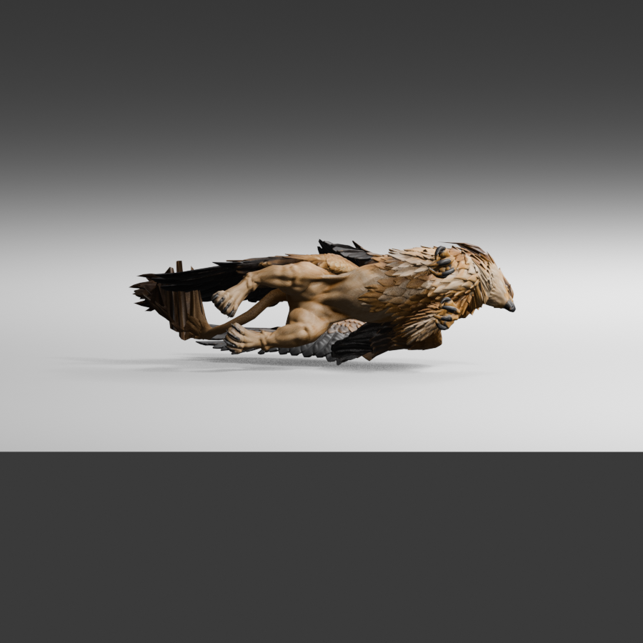 The earlier split stretched the underside and tail-side surface; rejected Blender trial