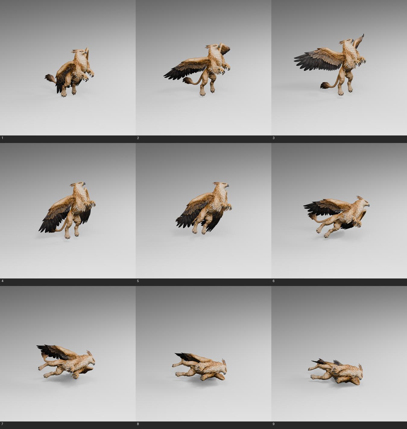 All nine death frames at a fixed camera