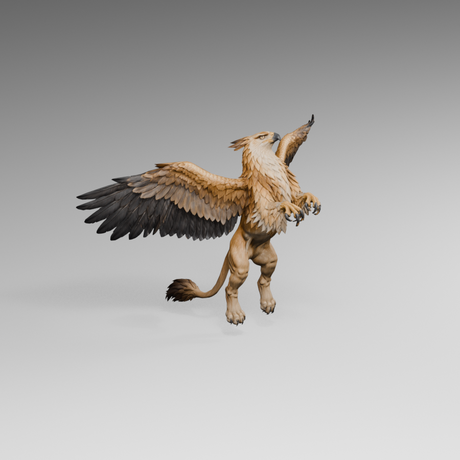Wing spread early in the death draft, actual Blender still