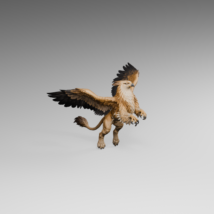Defence draft after the shoulder-weight revision, actual Blender render