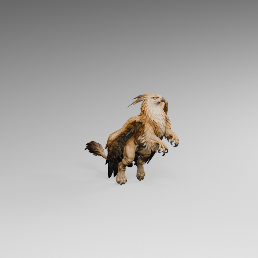 The broad shoulder mask also pulled crest feathers backward; rejected Blender trial