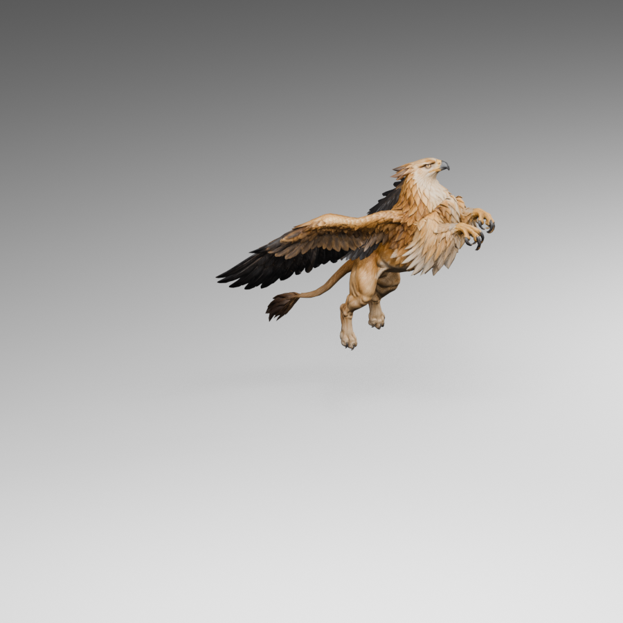 Upward attack with revised torso and hind legs, actual Blender render