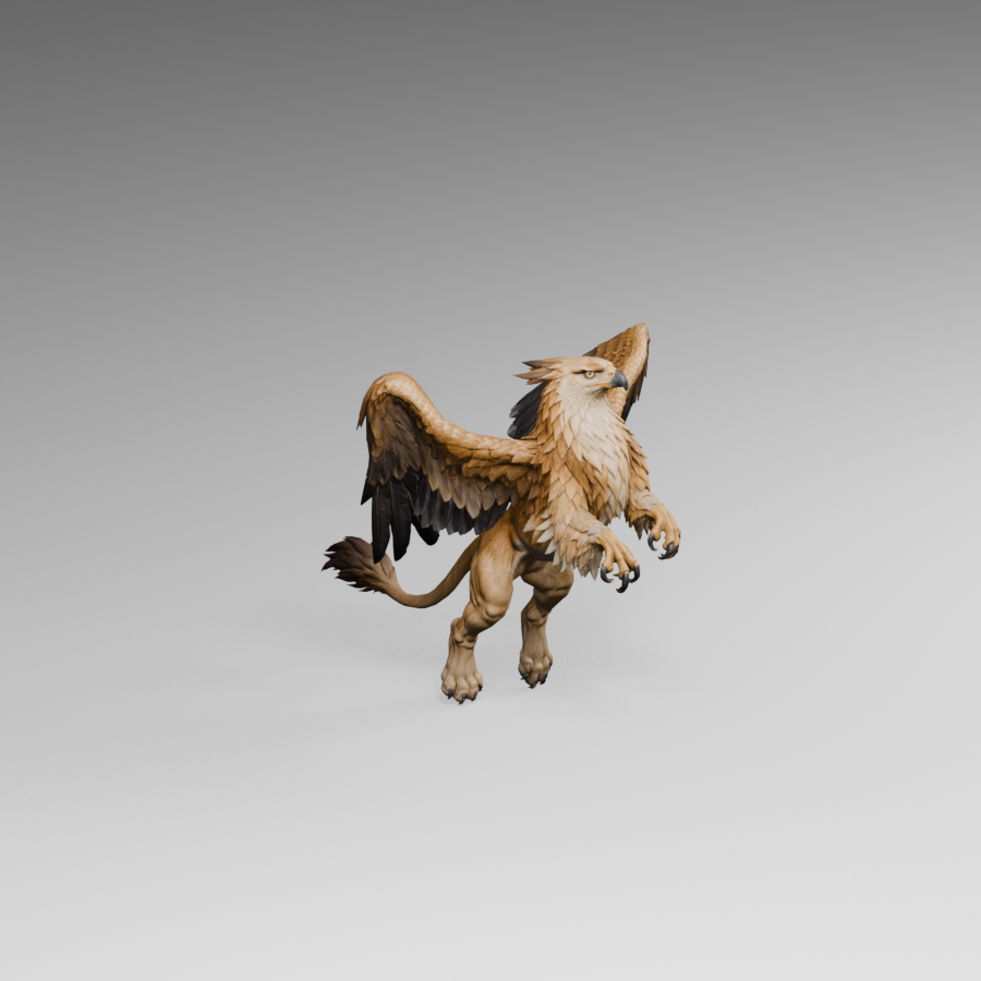 Shoulder-and-elbow folding study, actual 900 × 900 Blender render; unfinished standing pose