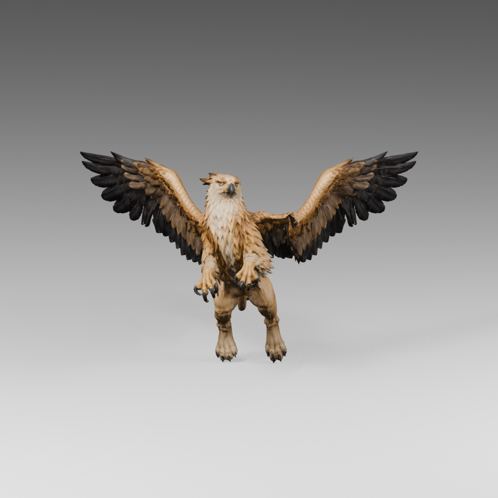 Reconnected root with the wings open; actual Blender render, still an experimental repair
