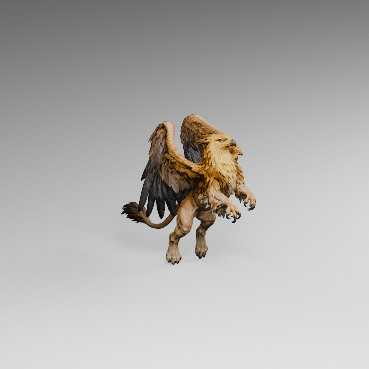 Current folded pose, actual 1200 × 1200 Blender render