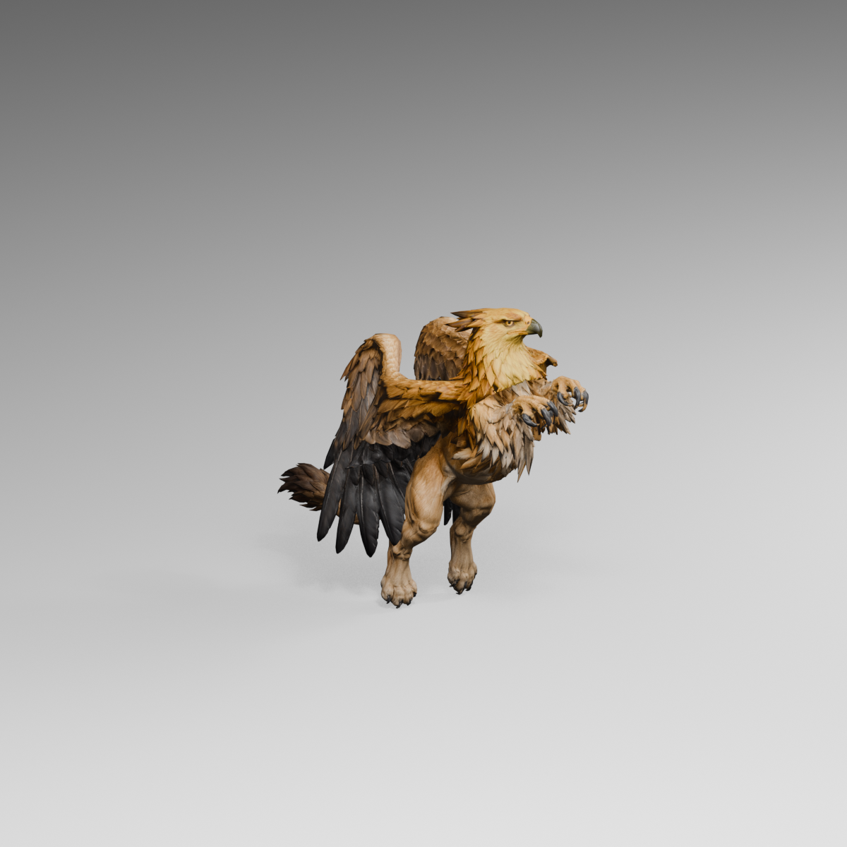 Raised foreclaws and lower folded shoulders, an actual 1200 × 1200 Blender render