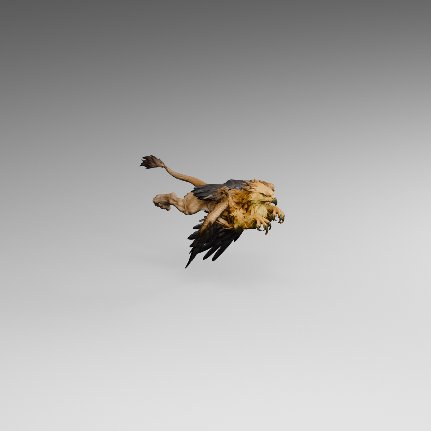 Current flight frame two, an actual 1400 × 1400 Blender render with the standing wrist correction released
