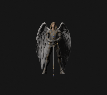 Angel with the independent sword, front static review