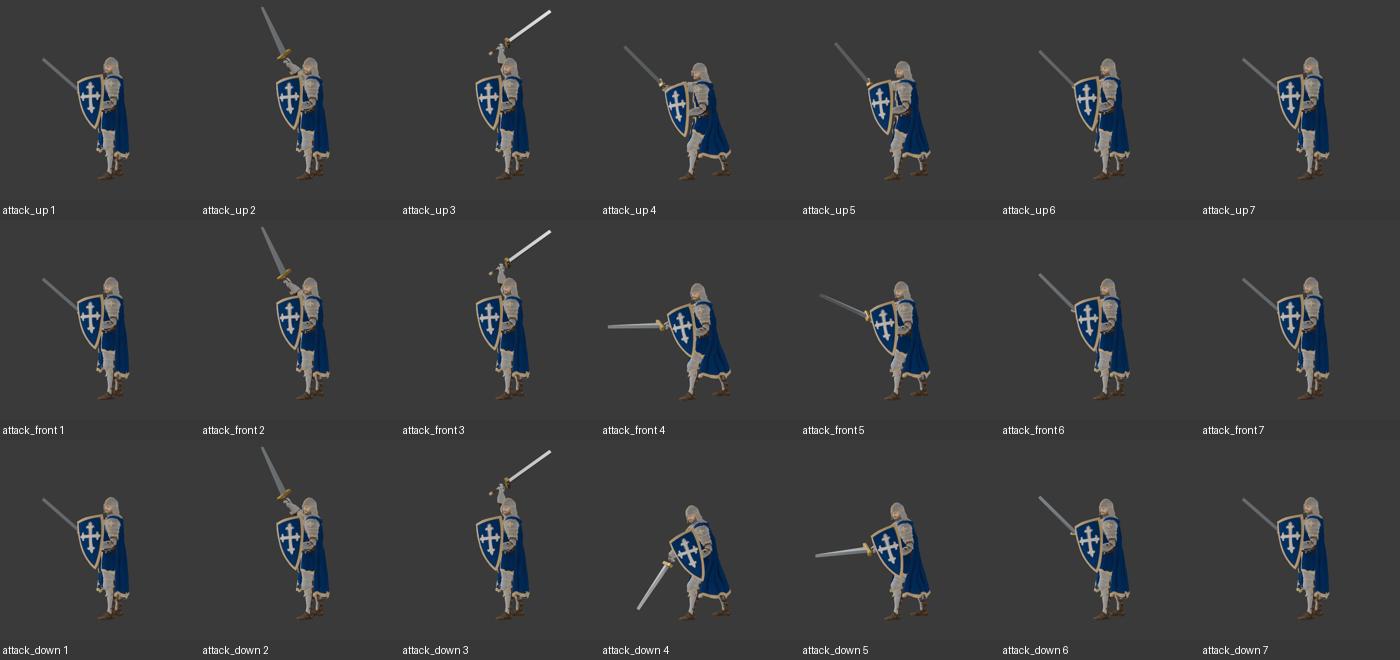 Side review of seven-frame up, front and down attack candidates