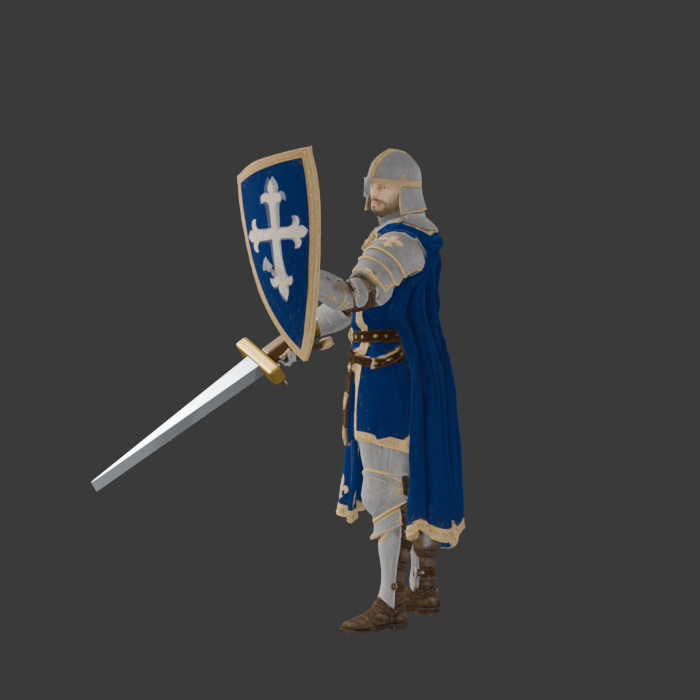 Side review of the same unfinished defence pose