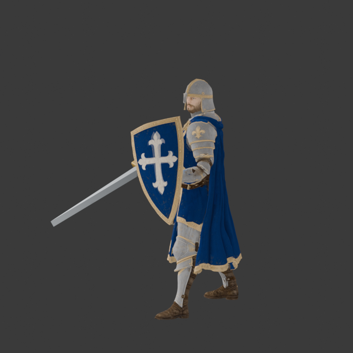 Walking study with lowered sword carriage