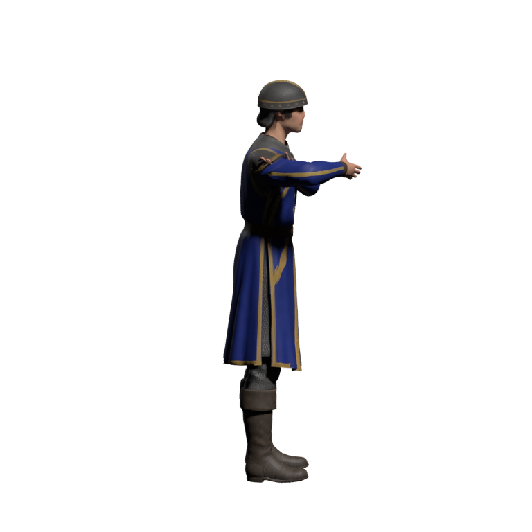 Side view of the forward-arm probe, without a weapon, grip or attack footwork
