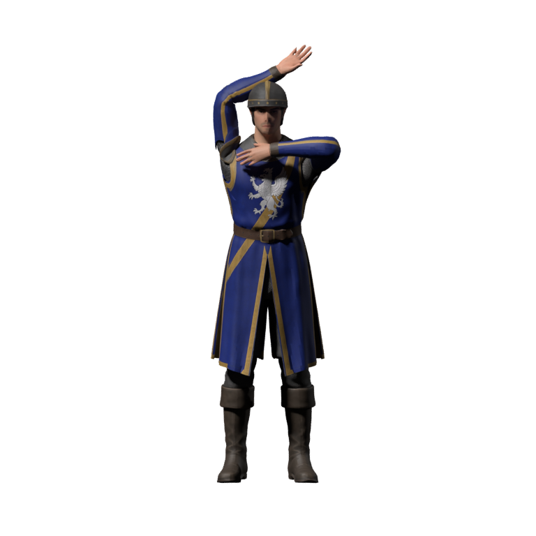 Raised-arm Blender probe: the shoulder plate deforms and the hands are not posed for a grip