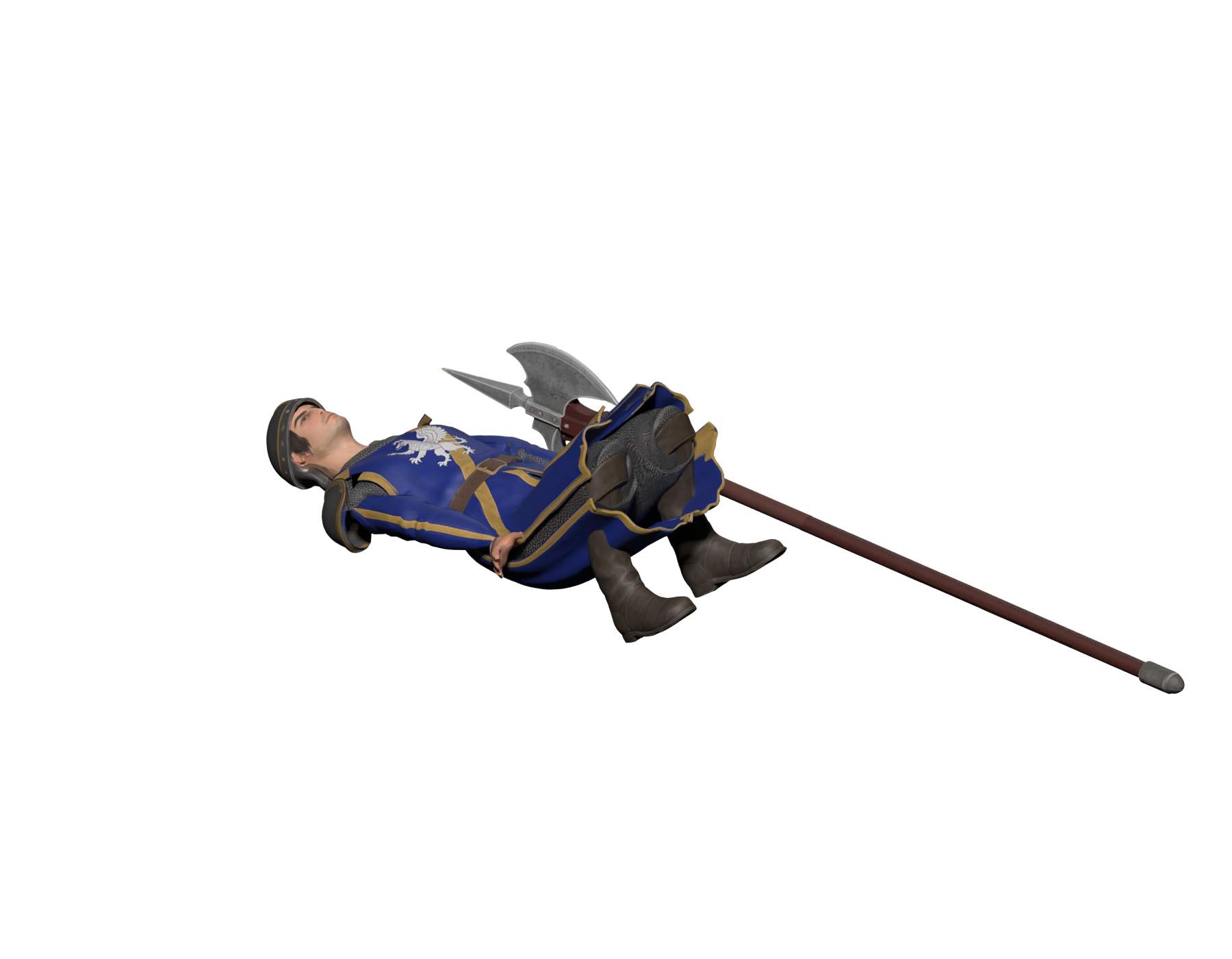 Rejected death still: the coat folds and corpse pose need revision