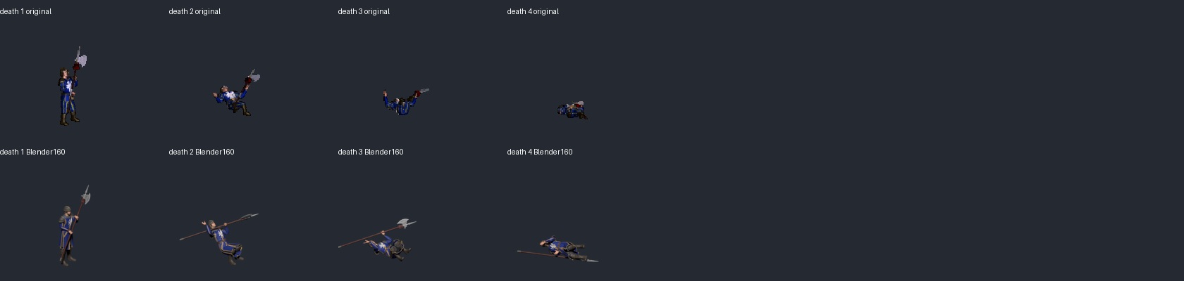Original and trial 160 death poses; not installed