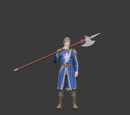 Halberdier downward attack, front contact