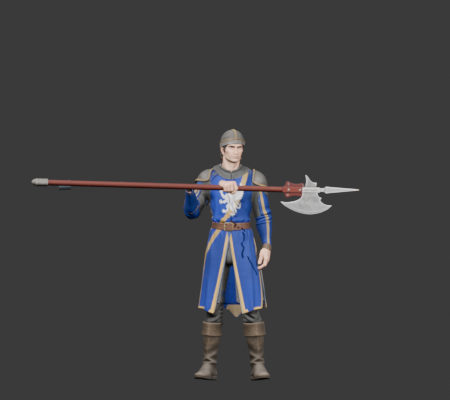 Halberdier original Meshy halberd, front contact