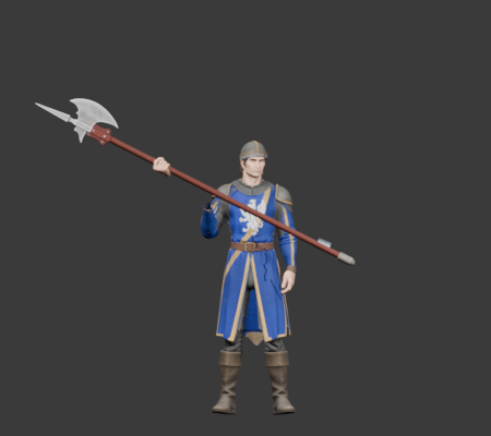 Halberdier upward attack, front contact