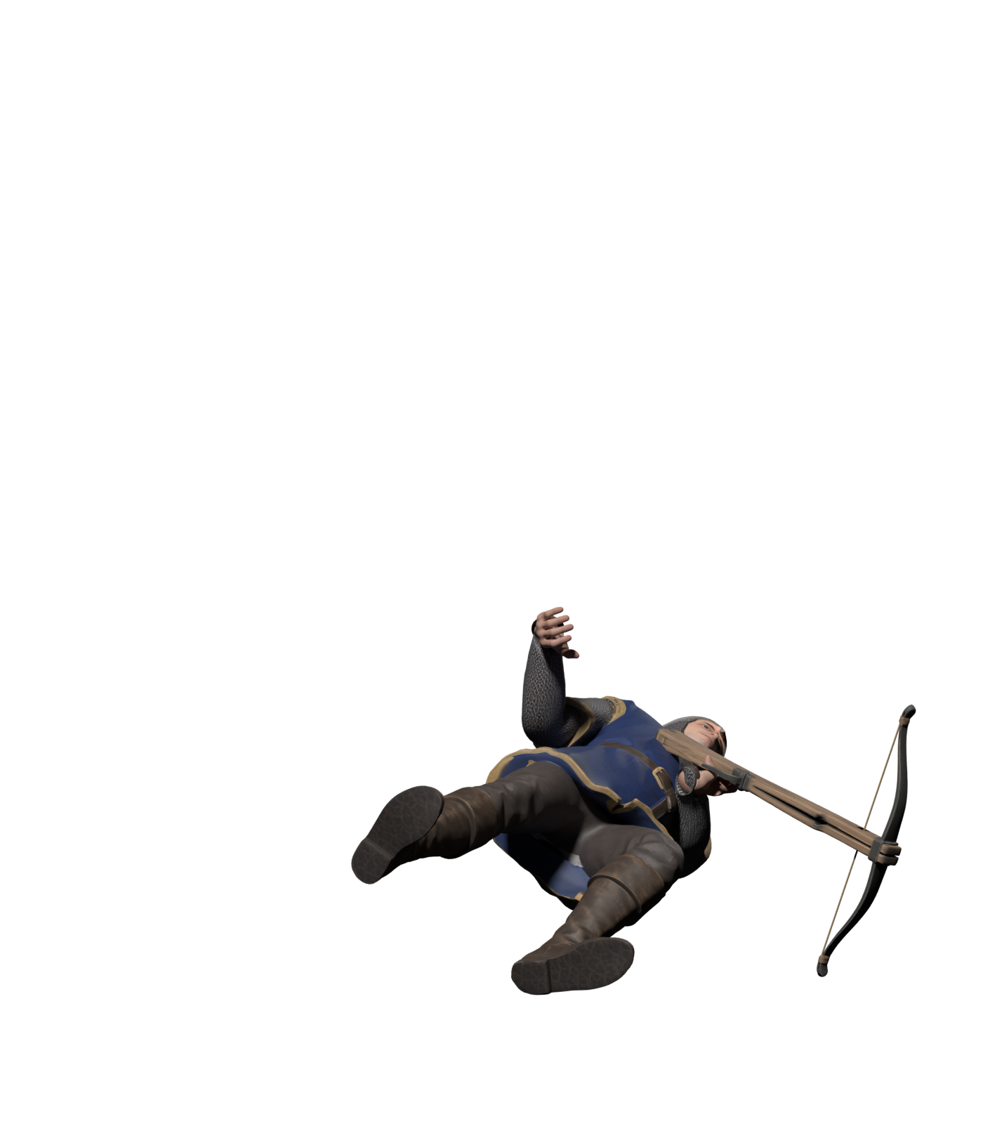 Rejected first death draft, with the free arm still raised