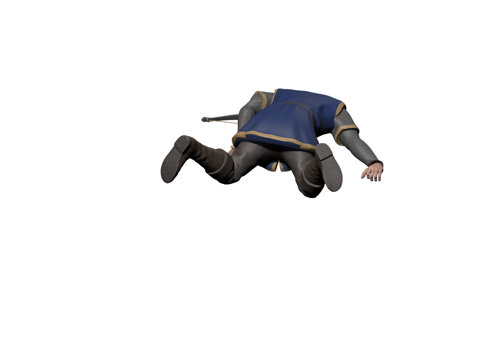 High-resolution Blender still of the new prone ending; the tumble and overall reference fidelity remain under review